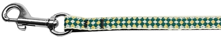 Green Checkers Nylon Dog Leash 3/8 wide 6Ft Lsh